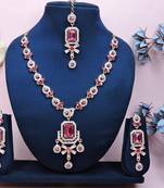 Pink designer premium festive wear necklace set
