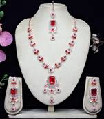 Red designer premium festive wear necklace set