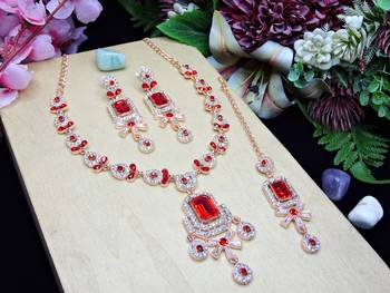 Red designer premium festive wear necklace set 2