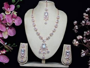 White designer premium festive wear necklace set 1