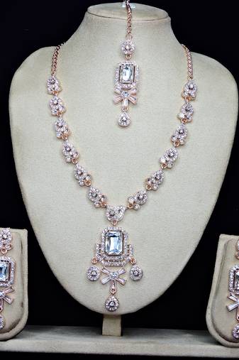 White designer premium festive wear necklace set