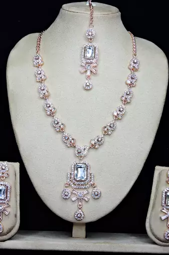 White designer premium festive wear necklace set