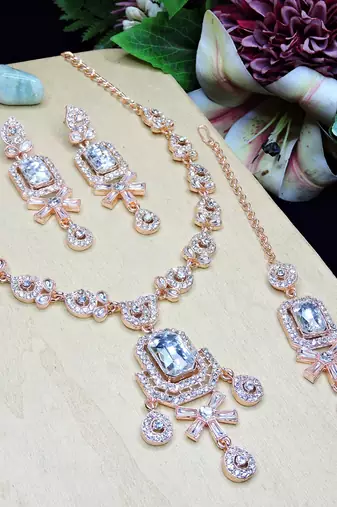 White designer premium festive wear necklace set