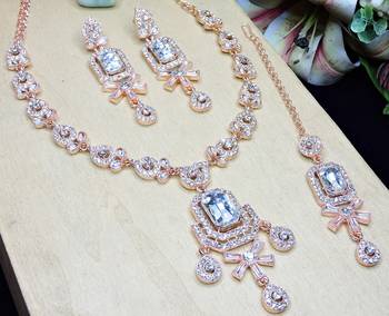 White designer premium festive wear necklace set 3