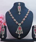 Pink designer premium festive wear necklace set