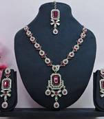 Pink designer premium festive wear necklace set