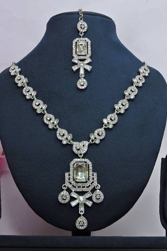 White designer premium festive wear necklace set