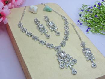 White designer premium festive wear necklace set 2