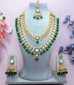 Green designer premium festive wear necklace set