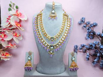 Purple designer premium festive wear necklace set 1