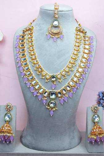 Purple designer premium festive wear necklace set