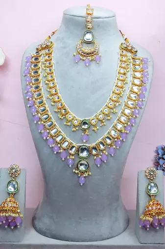 Purple designer premium festive wear necklace set