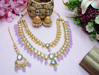 Purple designer premium festive wear necklace set 2