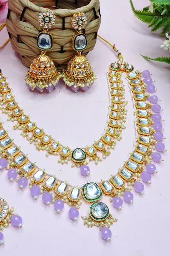 Purple designer premium festive wear necklace set