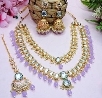 Purple designer premium festive wear necklace set 3
