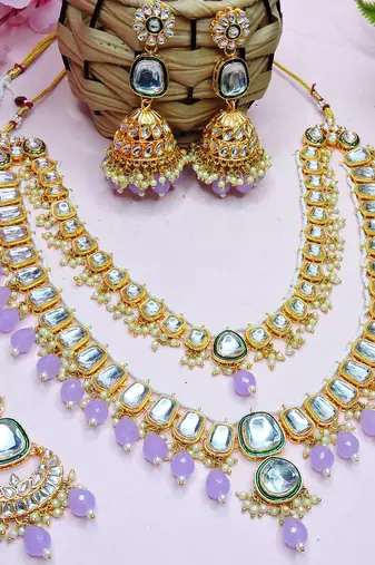 Purple designer premium festive wear necklace set
