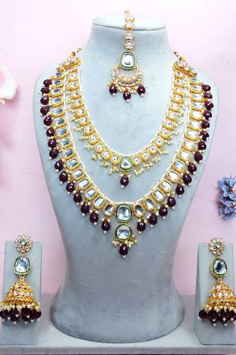 Maroon designer premium festive wear necklace set