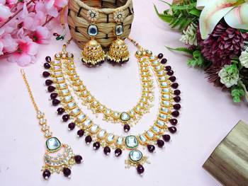 Maroon designer premium festive wear necklace set 2