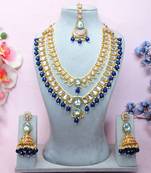 Blue designer premium festive wear necklace set