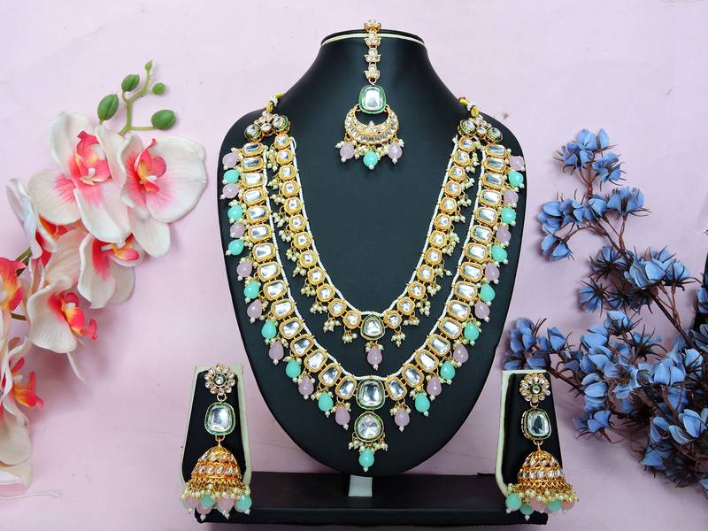 Multicolor designer premium festive wear necklace set
