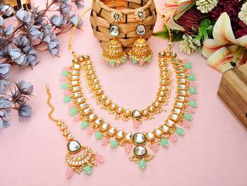 Multicolor designer premium festive wear necklace set 2