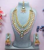 Pink designer premium festive wear necklace set