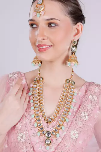 Multicolor designer premium festive wear necklace set