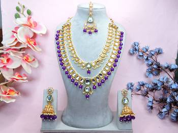 Purple designer premium festive wear necklace set 1