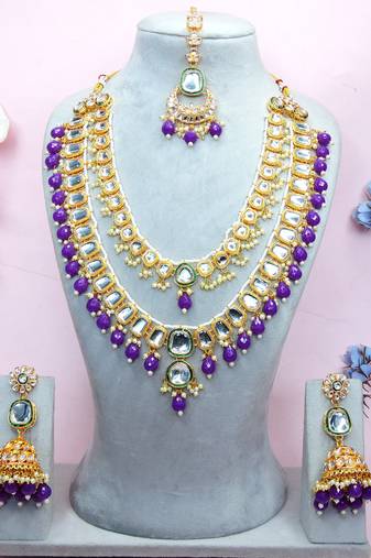 Purple designer premium festive wear necklace set