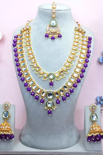 Purple designer premium festive wear necklace set