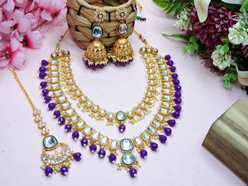 Purple designer premium festive wear necklace set 2