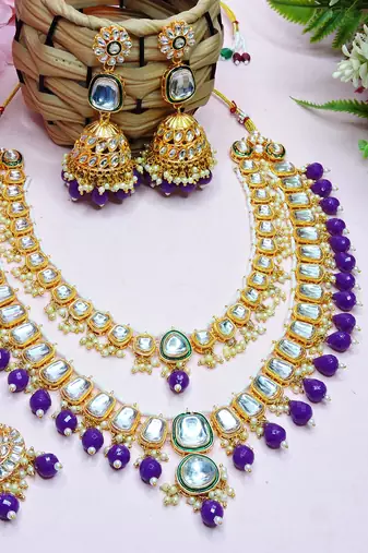 Purple designer premium festive wear necklace set