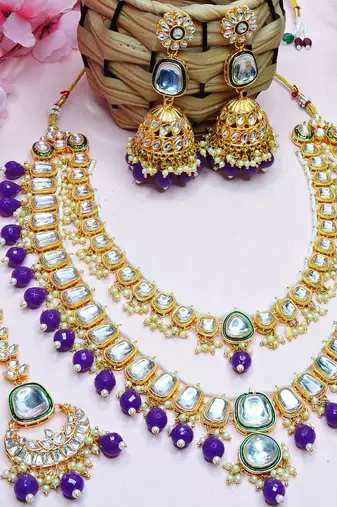 Purple designer premium festive wear necklace set
