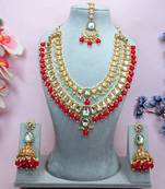Red designer premium festive wear necklace set