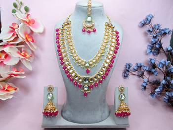 Red designer premium festive wear necklace set 1