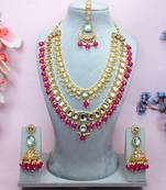 Red designer premium festive wear necklace set