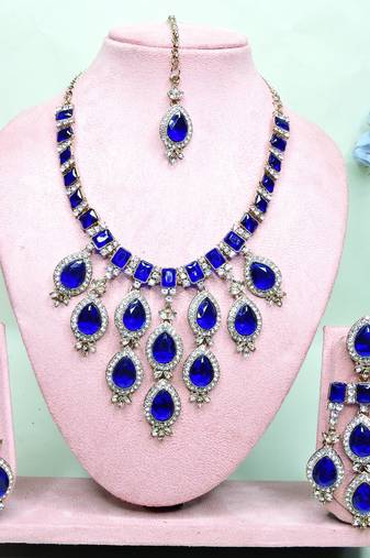 Turquoise designer premium festive wear necklace set