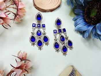 Turquoise designer premium festive wear necklace set 3