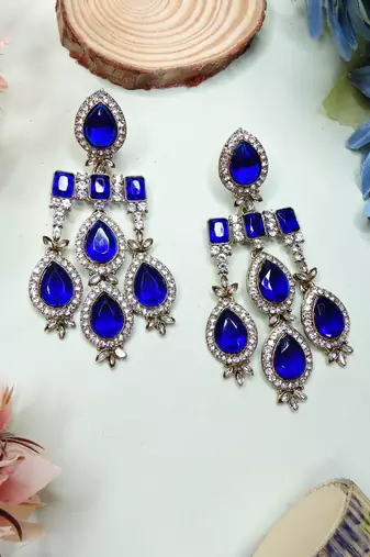 Turquoise designer premium festive wear earrings