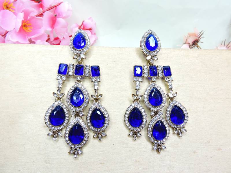 Turquoise designer premium festive wear earrings