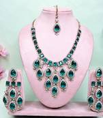 Turquoise designer premium festive wear necklace set