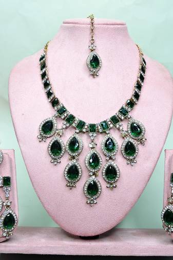 Turquoise designer premium festive wear necklace set