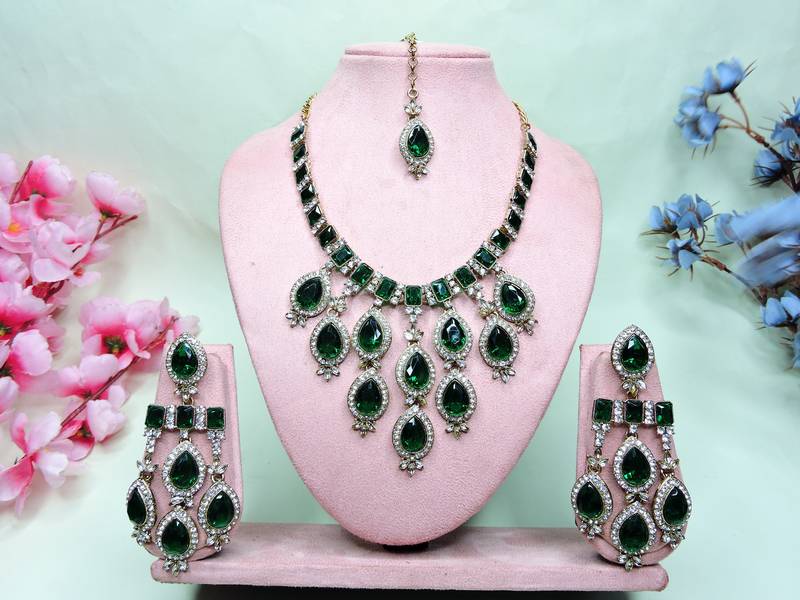 Turquoise designer premium festive wear necklace set