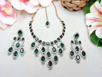 Turquoise designer premium festive wear necklace set 2