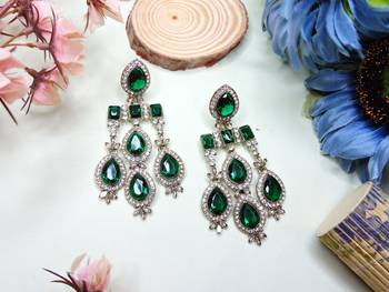 Turquoise designer premium festive wear earrings 1