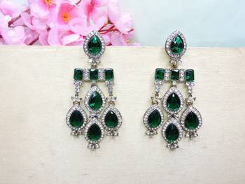 Turquoise designer premium festive wear earrings 2