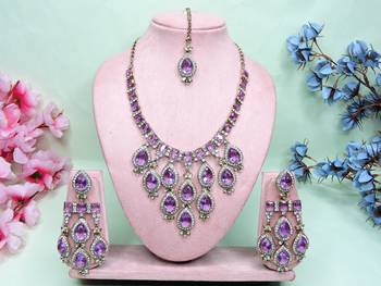 Purple designer premium festive wear necklace set 1