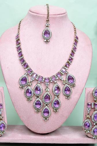 Purple designer premium festive wear necklace set