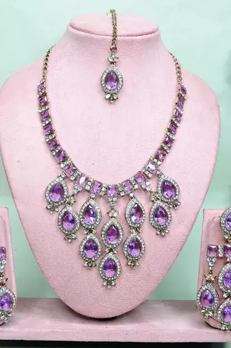 Purple designer premium festive wear necklace set