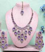 Purple designer premium festive wear necklace set